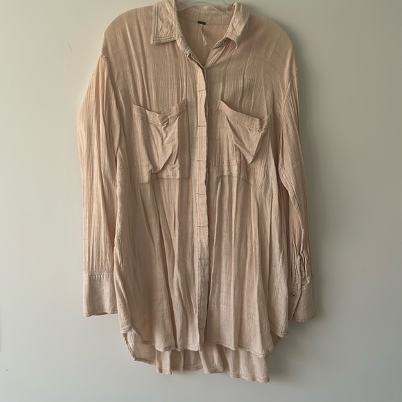 Free People Small Cream Button Down Shirt - Picture 1 of 1